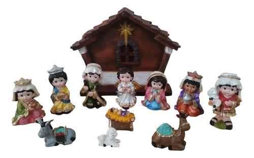 Nacimiento Navideño Infantil Completo Petit 12 Piezas Portal