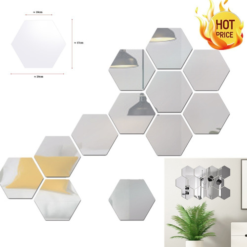 Pegatinas De Pared De Espejo Acrílico Hexagonal 3d De 12