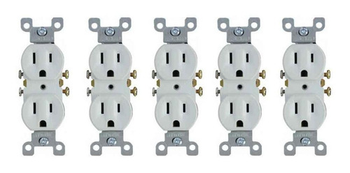 Pack 5 Contacto Doble 125v-15a Baquelita Blanco Yeilite