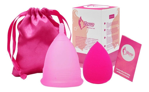 Copa Menstrual Hopemob Con Bolsa De Viaje Y Esponja Facial Color Rosa Talla S