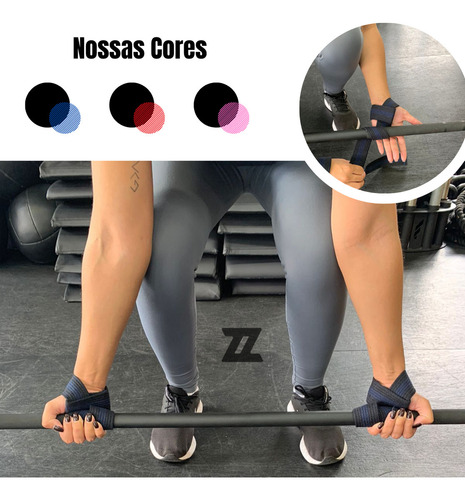 2 Straps Academia Profissional 100% Algodão Mais Resultado Cor Azul E Rosa