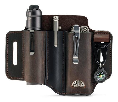Funda Multiherramienta De Cuero Para Cinturón Edc Hombre