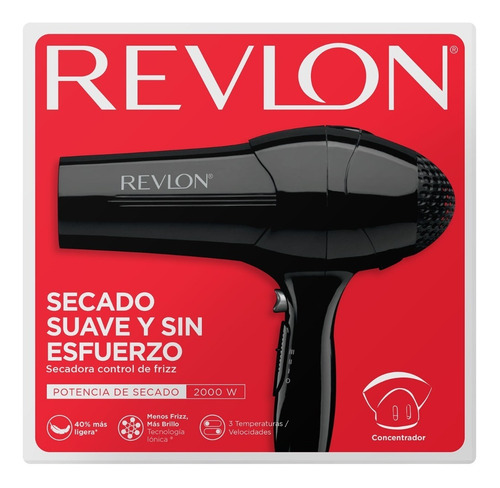 Imagen 3 de 3 de Secador de pelo Revlon Essentials Control de frizz RVDR773 negro 220V