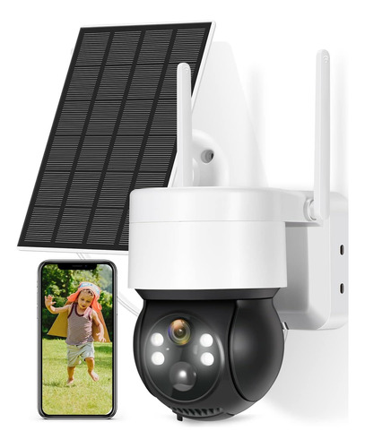 Camara Video Vigilancia Wifi Con Panel Solar 3mp Amberx 