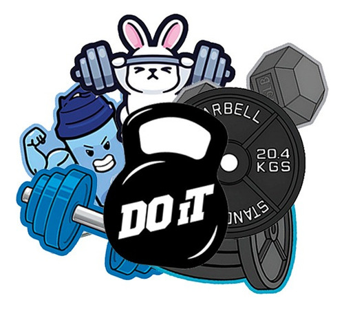 Pack Stickers Gym Entrenamiento Pesas Calcos Apum