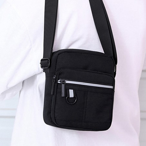 Bolso De Hombre Canvas Shoulder Messenger Black Tamaño Libre