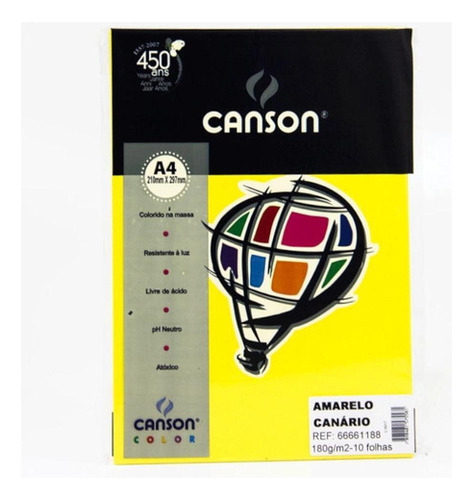 Papel Color Plus A4 Canson 180g 10 Folhas Amarelo Canário
