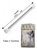 Comprar Tubo De Cortina Baño Extensible + Cortina Baño 