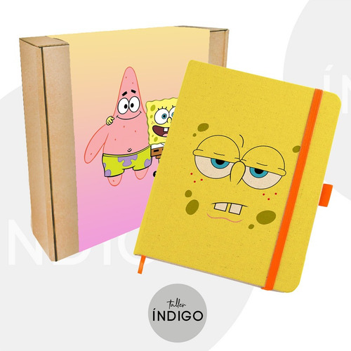 Libreta  Bob Esponja Personalizada  Pasta Dura Artesanal