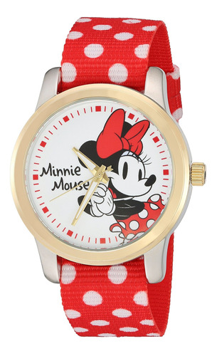 Reloj Mujer Disney W002882 Cuarzo 38mm Pulso Rojo En Nylon