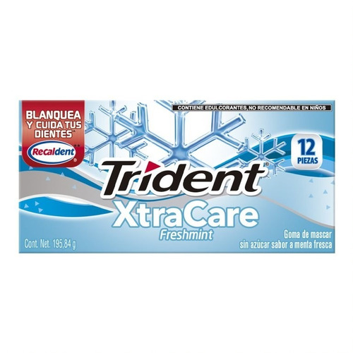 Goma De Mascar Trident Xtracare Sabor Freshmint X12 Unidades