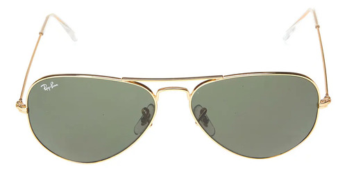 Óculos de sol polarizados Ray-Ban Aviator Classic tamanho 58 armação polished black y lente green