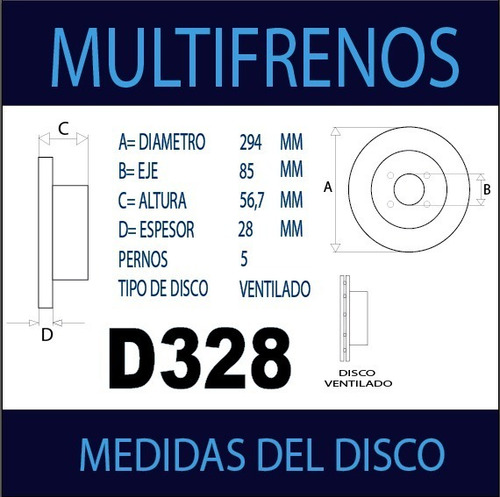 Pack 2 Discos De Freno Del. Ssang Yong Rexton Gtx Hc D328