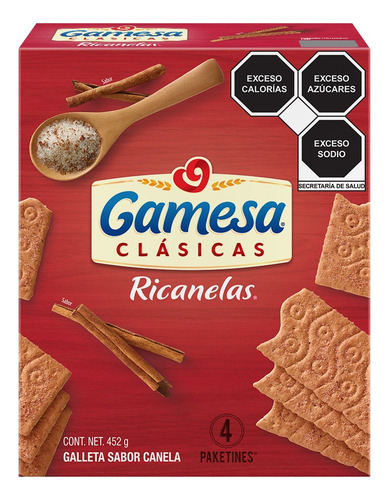 2 Pzs Gamesa Galletas Canela Ricanelas 452gr