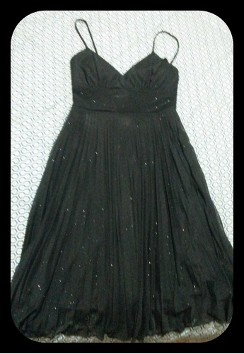 Vestido Negro Con Destellos Dorados  Talla S