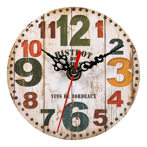 Reloj De Pared Antiguo Creativo De Madera Estilo Vintage Rel