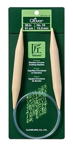 Clover Bamboo Circular Knitting Needles 36in- No. 19, 36 