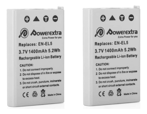 Powerextra 2 Pack Bateria De Repuesto Para Nikon En-el5 Y