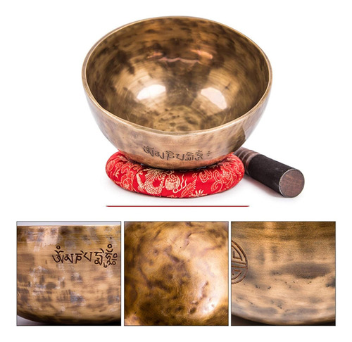 Taça De Canto Tibetana Em Metal Com Martelo E Almofada, 18cm
