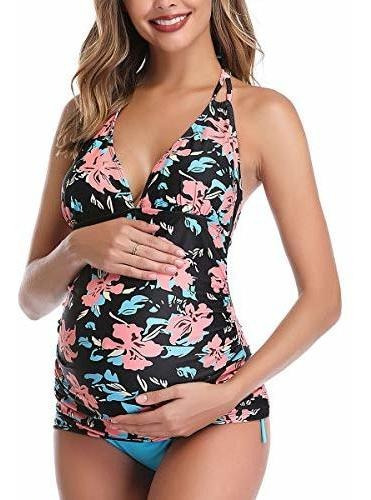 Traje De Baño Para Maternidad Con Diseño Floral, Tankini, Ta