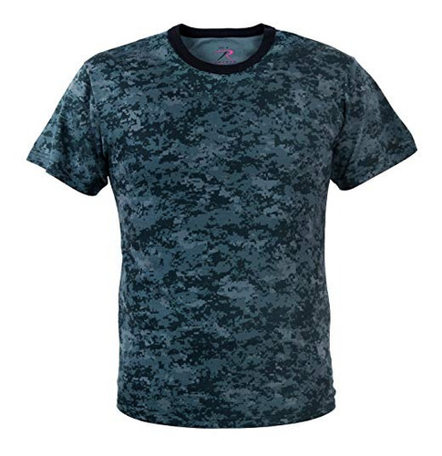 Camiseta Rothco, Camuflagem Digital, Azul Meia-noite, Grande