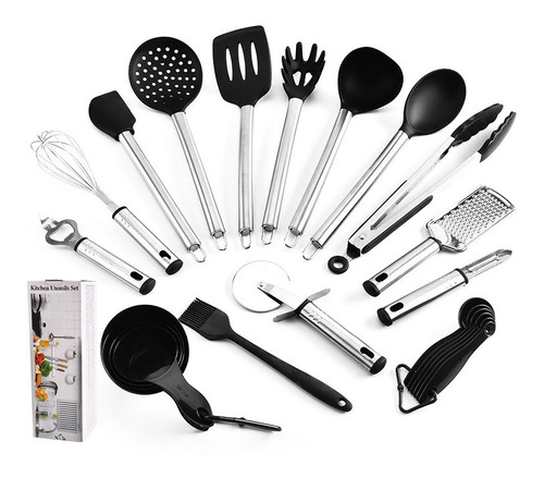 Utensílios Cozinha Em Nylon E Inox Kit Conjunto Com 23 Peças