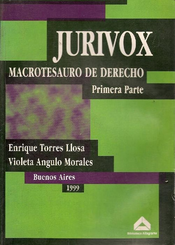 Libro Jurivox, Macrotesauro De Derecho Primera Parte De Enri