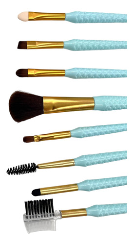 Brochas Cola De Sirena Para Maquillaje X8 Y Esponja Cisne