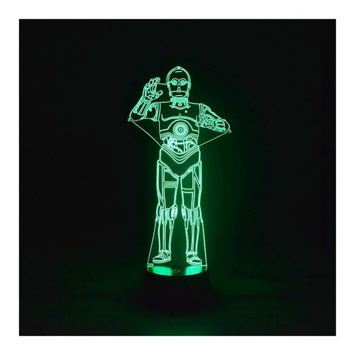 Luminária 3d - Robô C-3p0 Star Wars - Com Controle