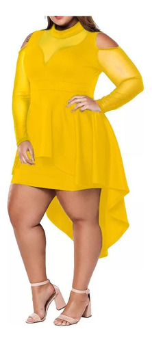 Vestido Mujer Malla Redondo Sin Tirantes Falda Talla Grande