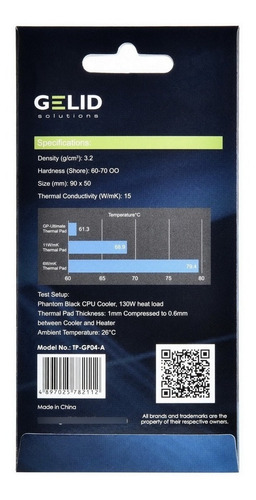 Imagen 2 de 4 de Pad Térmico Gelid Gp-ultimate Tp-gp04-b 15w 90x50x1,0mm