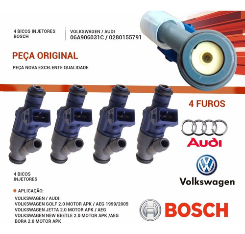 4 Bicos Injetor Golf/bora Motor Apk/aeg 1.8 / 2.0 0280155791