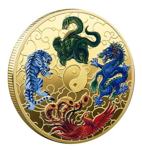 Moneda Dragón Feng Shui Amuleto Prosperidad 45mm. + Capsula