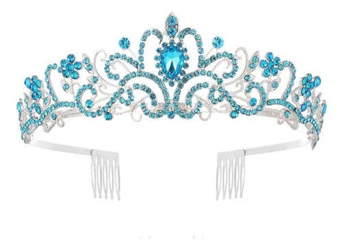 Coroa Tiara Noiva Enfeite Casamento Debutantes Florista Azul