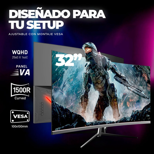 Monitor 32 Wqhd 165hz Tecmiyo Hdr10 1ms Curvo 1500r