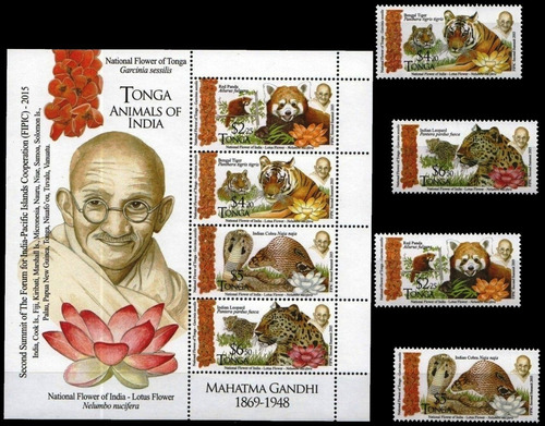 Fauna & Flora - Gandhi - Tonga 2016 - Serie + Block Mint