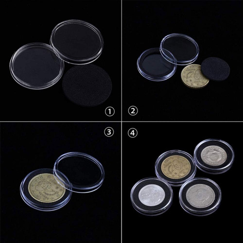 100 Cápsulas 30 Mm. + Adaptadores Eva Para Monedas 5 Medidas