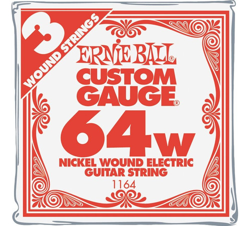 Ernie Ball Nquel Wound Single Guitarra Cuerdas 3-pack .064ga
