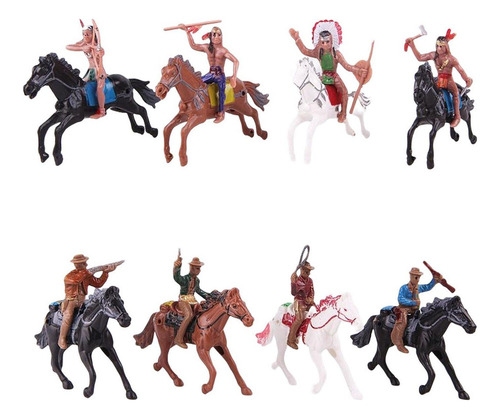 Juego De 8 Juguetes De Vaquero De Caballos Para Decoración