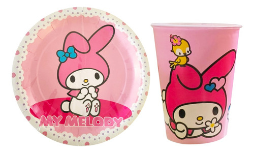 Kuromi Fiesta 30 Platos + 30 Vasos Desechables 