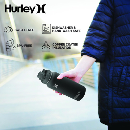 Hurley Botella De Agua De 32 Oz Con Tapa Para Bebidas Frías