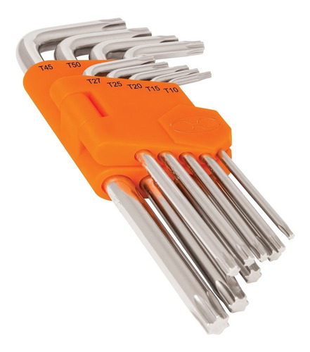 Juego De 9 Llaves Torx Largas Organizador Plastico Truper