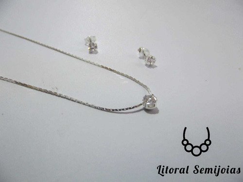 Conjunto Ponto De Luz Folheado A Prata