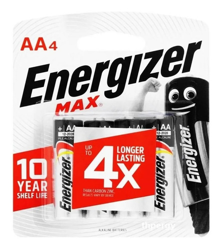 Imagen 3 de 3 de 4 Pilas Aa Energizer Alcalina 1.5v E91 Juguetes Tensiometros