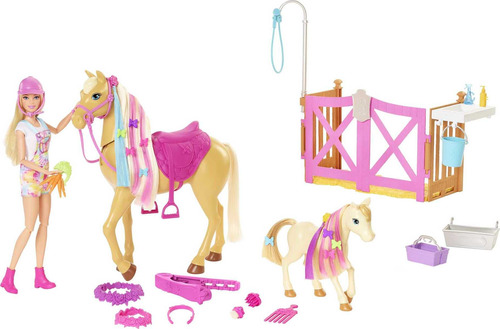Barbie Cuidado Del Establo Set De Caballos Con Muñeca Rubi