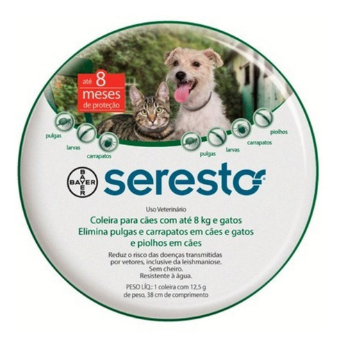 Seresto Coleira Cães E Gatos Até 8kg Porte Pequeno