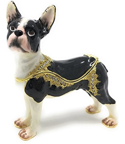 Perro Boston Terrier Esmaltado Baratija Box De Kubla Craft A