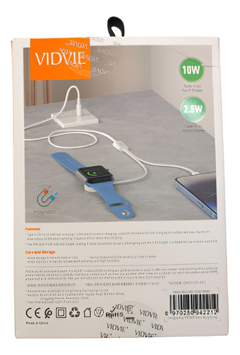 Cargador Inalambrico Para Lightning Y Reloj Vidvie Wlc1420