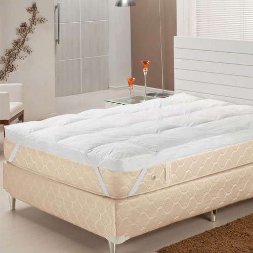 Pillow Top Tam King Pluma De Ganso 233 Fios Branco Plumasul