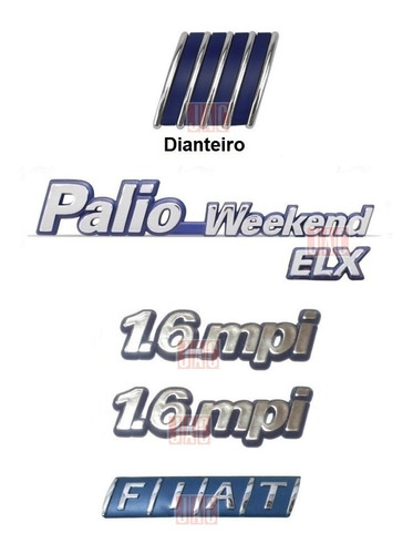 Kit Emblemas Palio Weekend Elx + 1.6 Mpi + Fiat - 1997 À 00